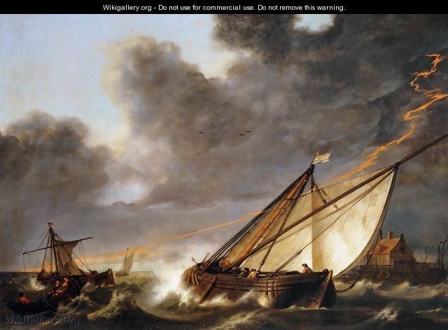 Ships Tossed in a Gale - Aelbert Cuyp