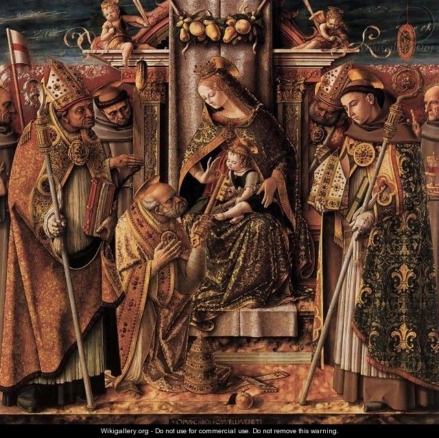 Virgin and Child Enthroned with Saints - Carlo Crivelli