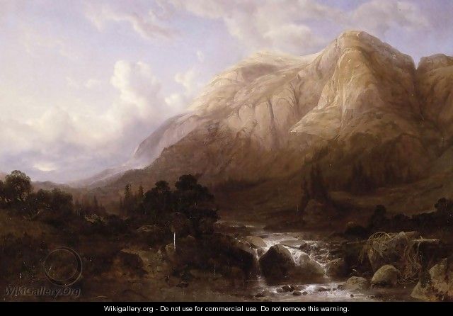 Mountainous Landscape with a Torrent - Alexandre Calame