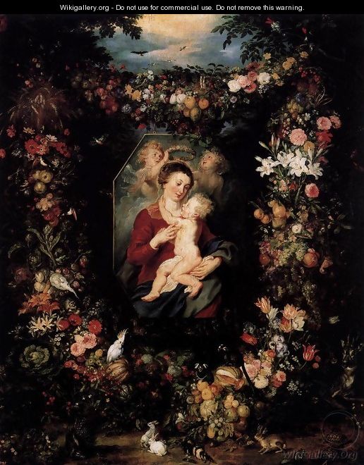 Virgin and Child Surrounded by Flowers and Fruit - Jan The Elder Brueghel