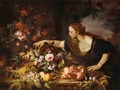 Woman Grasping Fruit - Abraham Brueghel