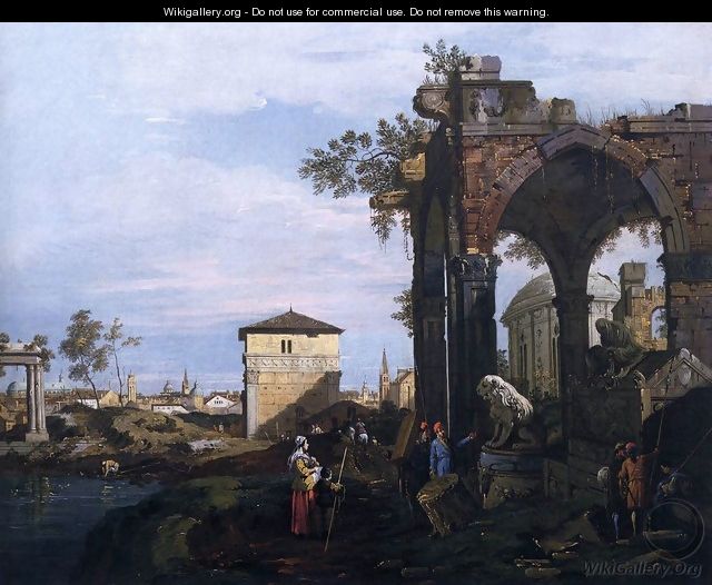 Capriccio with Ruins and Porta Portello, Padua 2 - (Giovanni Antonio Canal) Canaletto