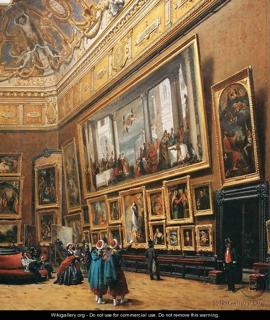 View of the Grand Salon Carre in the Louvre (detail) - Giuseppe Castiglione
