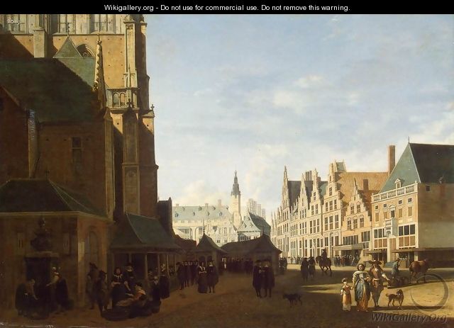 Groote Market in Haarlem - Gerrit Adriaensz Berckheyde