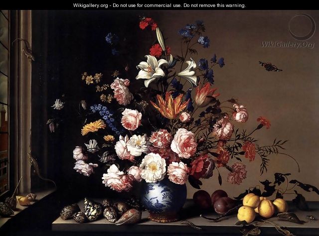 Vase of Flowers by a Window 2 - Balthasar Van Der Ast