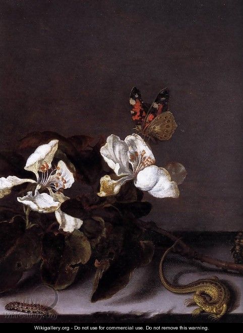 Still-Life with Apple Blossoms (detail) 2 - Balthasar Van Der Ast