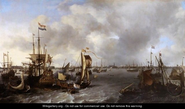 View of Amsterdam with Ships on the Ij - Ludolf Backhuysen
