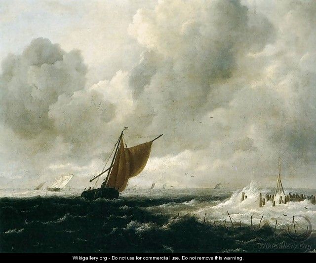 Stormy Sea with Sailing Boats - Jacob Van Ruisdael