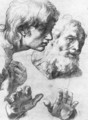 Heads and hands of the Apostles - Raffaelo Sanzio