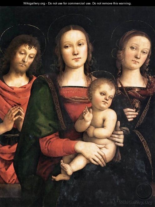 Virgin and Child between Sts John the Baptist and Catherine - Alvaro Di Pietro (Pirez D