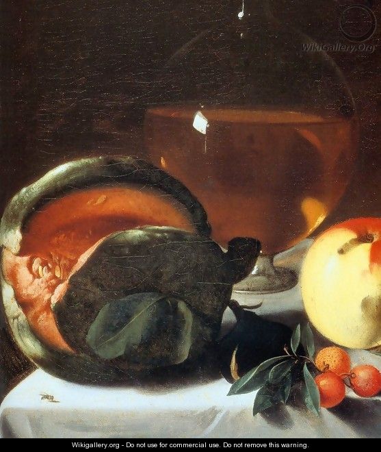 Still-Life with Fruit and a Carafe of White Wine (detail) - Pensionante Del Saraceni