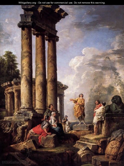 Ruins with St Paul Preaching - Giovanni Paolo Pannini