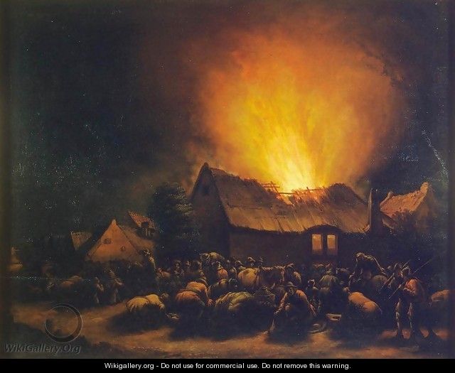 Fire in a Village - Egbert van der Poel