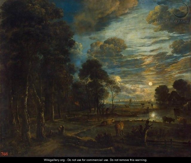 Night Landscape with a River - Aert van der Neer