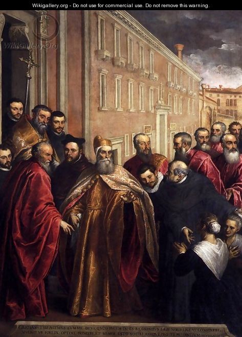 Pasquale Cicogna in Dogal Robes Visiting the Church and Hospital of the Crocifer - Jacopo d