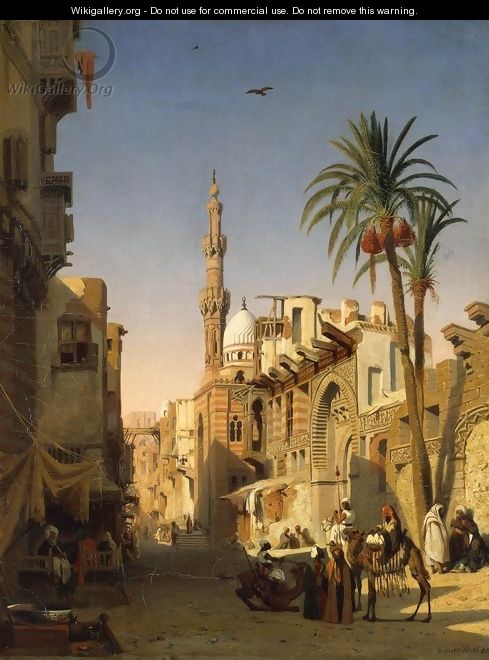 Ezbekiyah Street in Cairo - Prosper-Georges-Antoine Marilhat