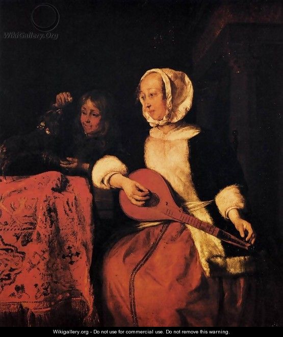 Woman Tuning a Mandolin - Gabriel Metsu