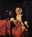 Woman Tuning a Mandolin - Gabriel Metsu