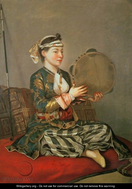 Turkish Woman with a Tambourine 2 - Etienne Liotard