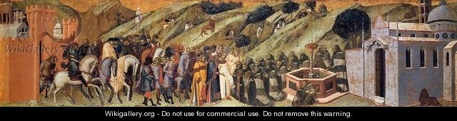 Predella panel St Albert Presents the Rule to the Carmelites - Pietro Lorenzetti