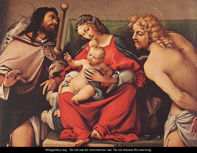 Madonna with the Child and Sts Rock and Sebastian 2 - Lorenzo Lotto