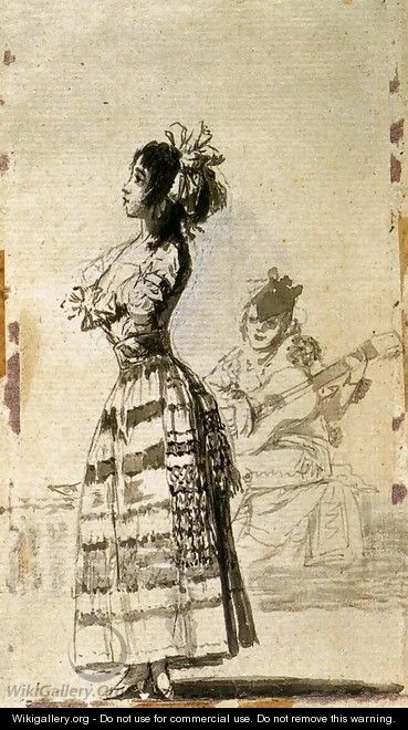 Girl Listening to a Guitar 2 - Francisco De Goya y Lucientes