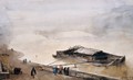 Quay of the Seine with Barge, Fog Effect - Francois-Marius Granet