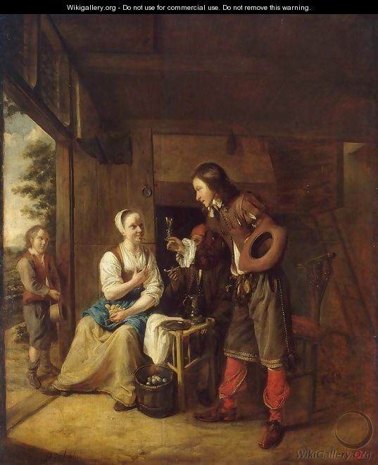 Man Offering a Glass of Wine to a Woman - Pieter De Hooch