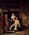 Two Soldiers and a Serving Woman with a Trumpeter 2 - Pieter De Hooch