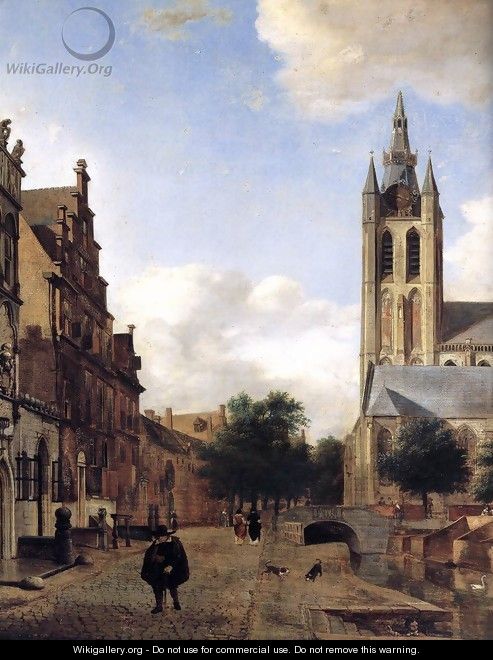 The Oude Kerk on the Oude Delft in Delft (detail) - Jan Van Der Heyden