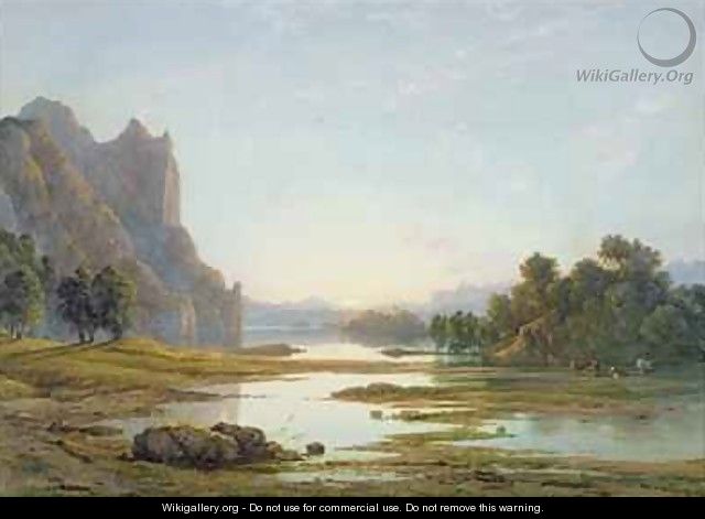 Sunset over a River Landscape - Francis Danby