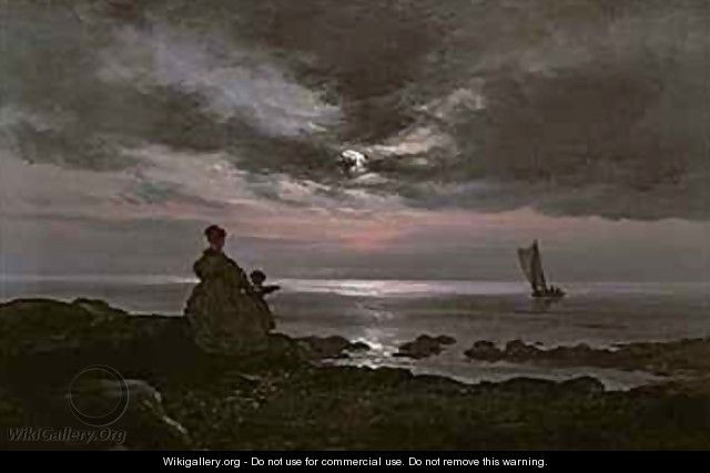 Mother and Child by the Sea - Johan Christian Clausen Dahl