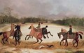 Grooms exercising racehorses - David of York Dalby