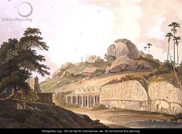 The Entrance of an Excavated Hindoo Temple at Mavalipuram - Thomas & William Daniell