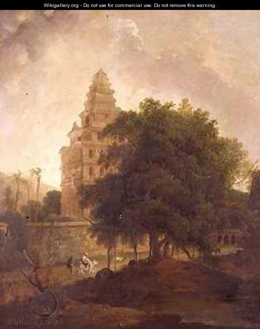 Travellers on a Path by the Kalyan Mahal Gingee Tamil Nadu - Thomas Daniell