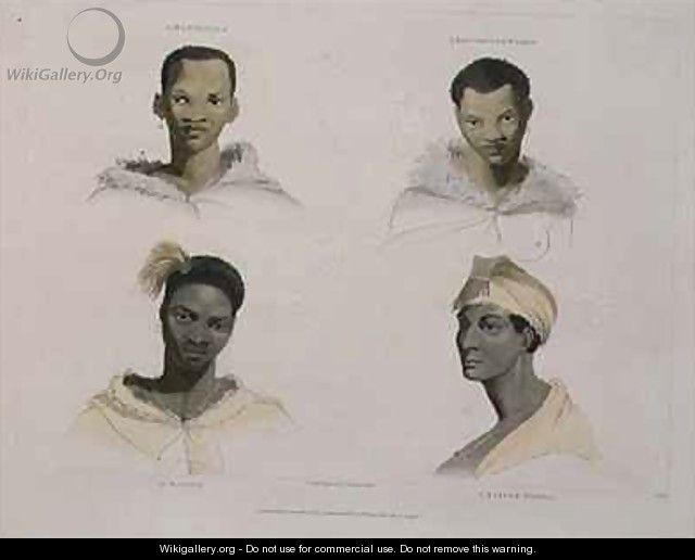 A Hottentot a Hottentot Woman a Kaffre a Kaffre Woman four head and shoulder vignettes - Samuel Daniell