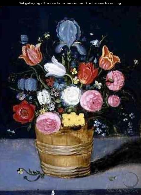 Still Life of Flowers in a Wooden Tub - Andries Daniels or Danielsz