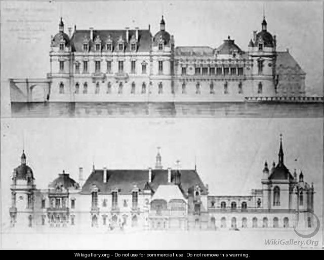 Design for the reconstruction of the north facade and the facade of the Petit Chateau of the Chateau de Chantilly - Pierre Jerome Honore Daumet