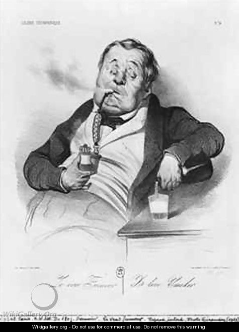 A true smoker from the series Galerie physionomique - Honoré Daumier
