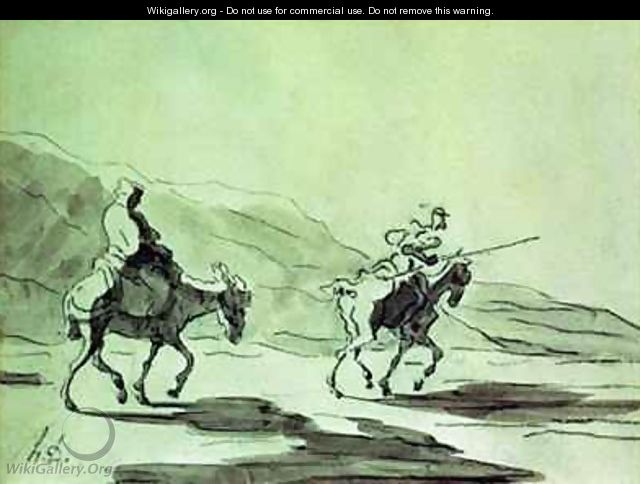 Don Quixote and Sancho Panza - HonorÃ© Daumier - WikiGallery.org, the ...