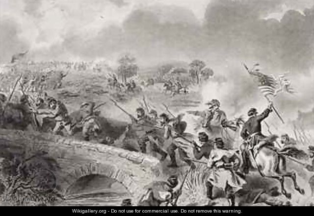 The taking of the bridge on Antietam Creek at the Battle of Antietam Maryland - (after) Darley, Felix Octavius Carr