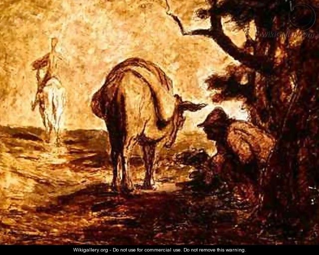 Don Quixote and Sancho Panza relieving himself - Honoré Daumier