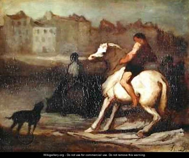 The Watering Place Bank of the Seine - Honoré Daumier