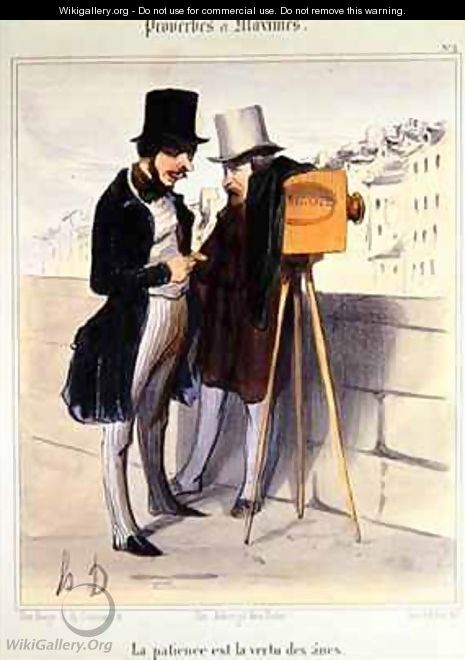 Cartoon ridiculing the length of time necessary to take a daguerrotype photo - Honoré Daumier
