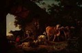 Animals Coming out of the Barn - Jean Louis (Marnette) De Marne