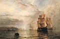 Shipping Becalmed in an Estuary at Evening - Henry Thomas Dawson