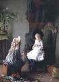 Two Girls Dressing a Doll - Leon Delachaux