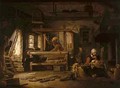 Interior of a Weavers Cottage with a Mother and Child - Cornelius Decker