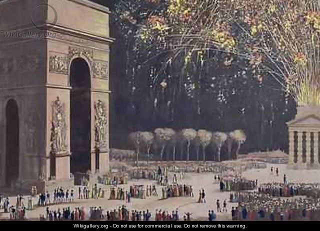 View of the Arc de Triomphe with Fireworks - Philibert-Louis Debucourt