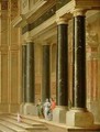 Elegant Company on the Steps of a Classical Building - Dirck Van Delen